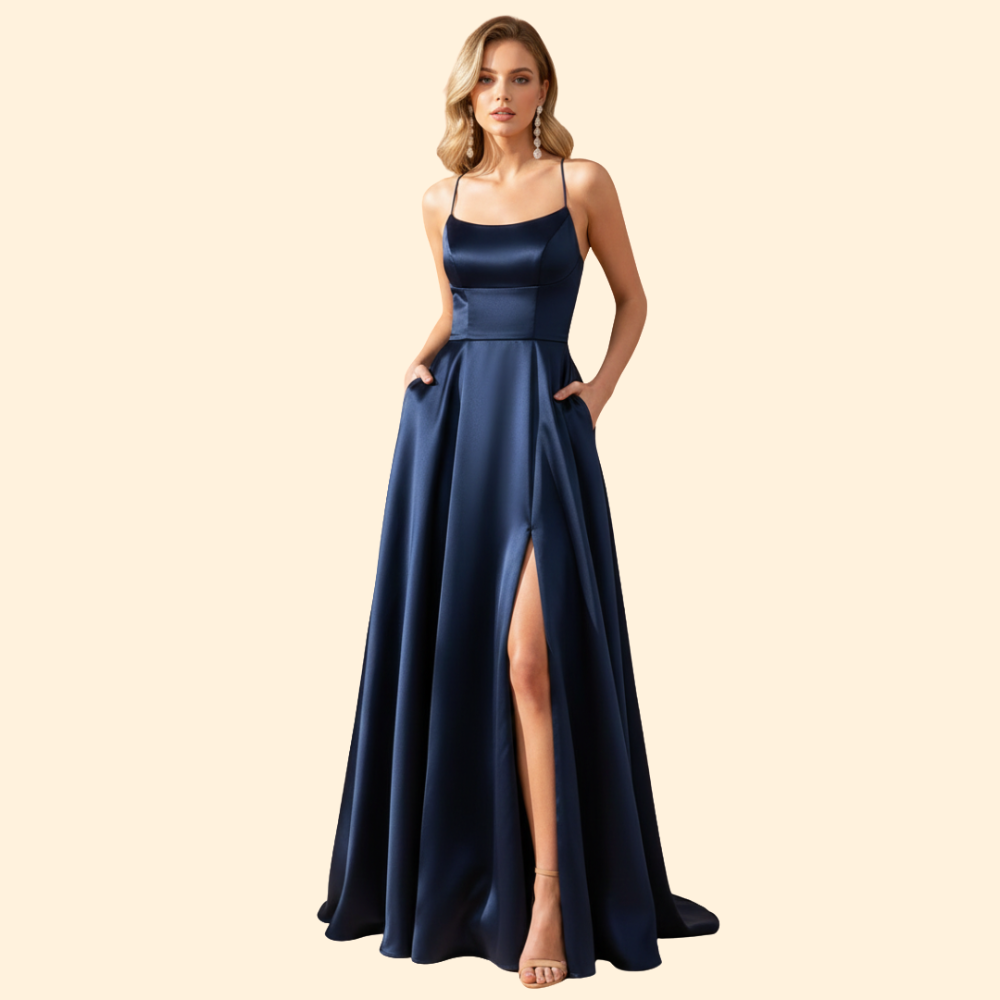 Women's Evening Gown High Slit Formal Wedding Guest Dress