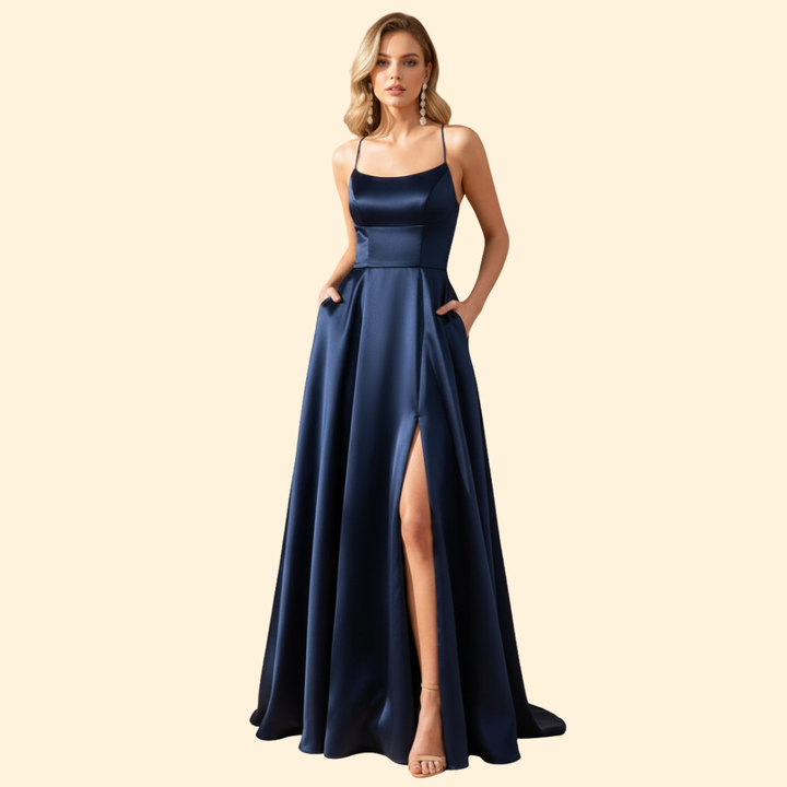Women's Evening Gown High Slit Formal Wedding Guest Dress