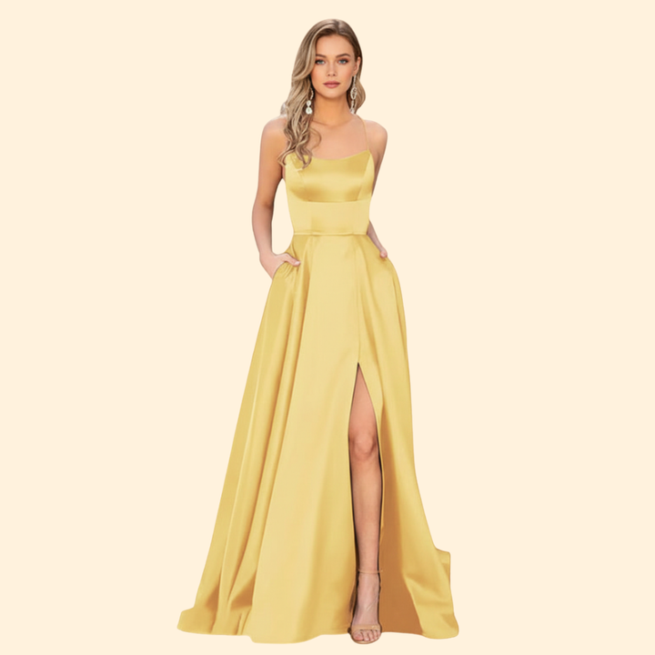 Women's Evening Gown High Slit Formal Wedding Guest Dress
