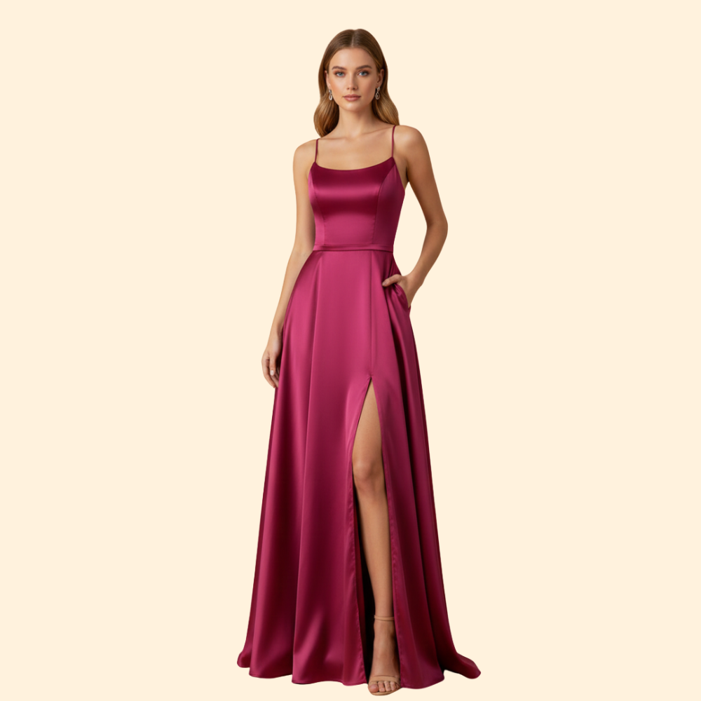 Women's Evening Gown High Slit Formal Wedding Guest Dress