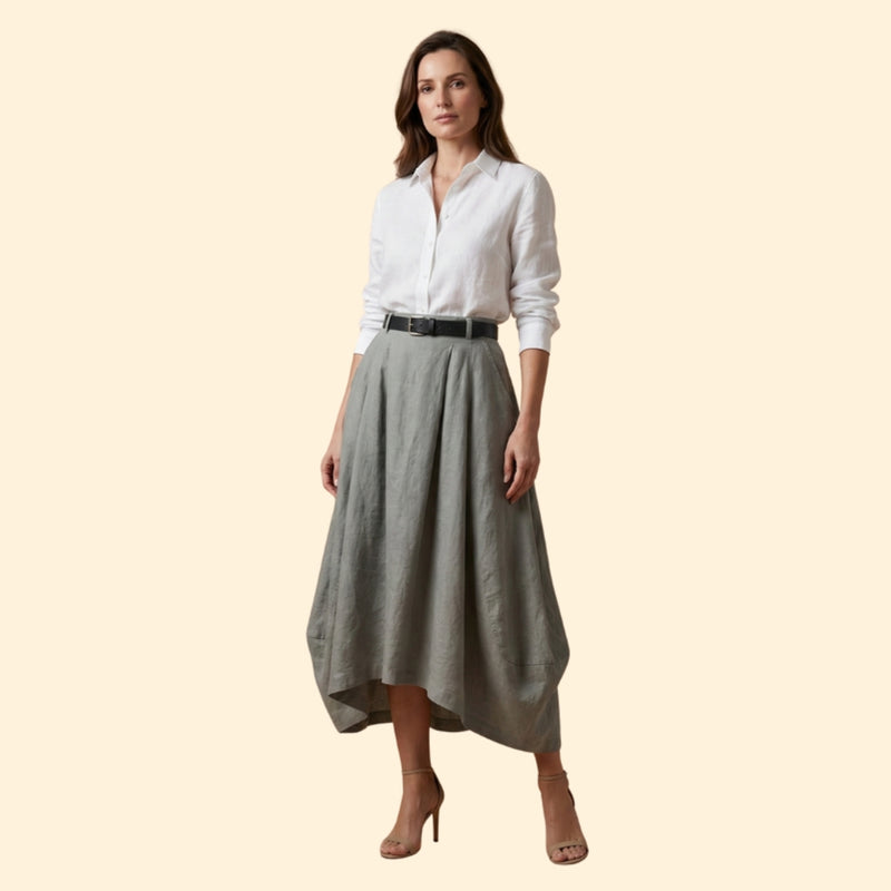 Women’s High-Waist Skirt with Belt