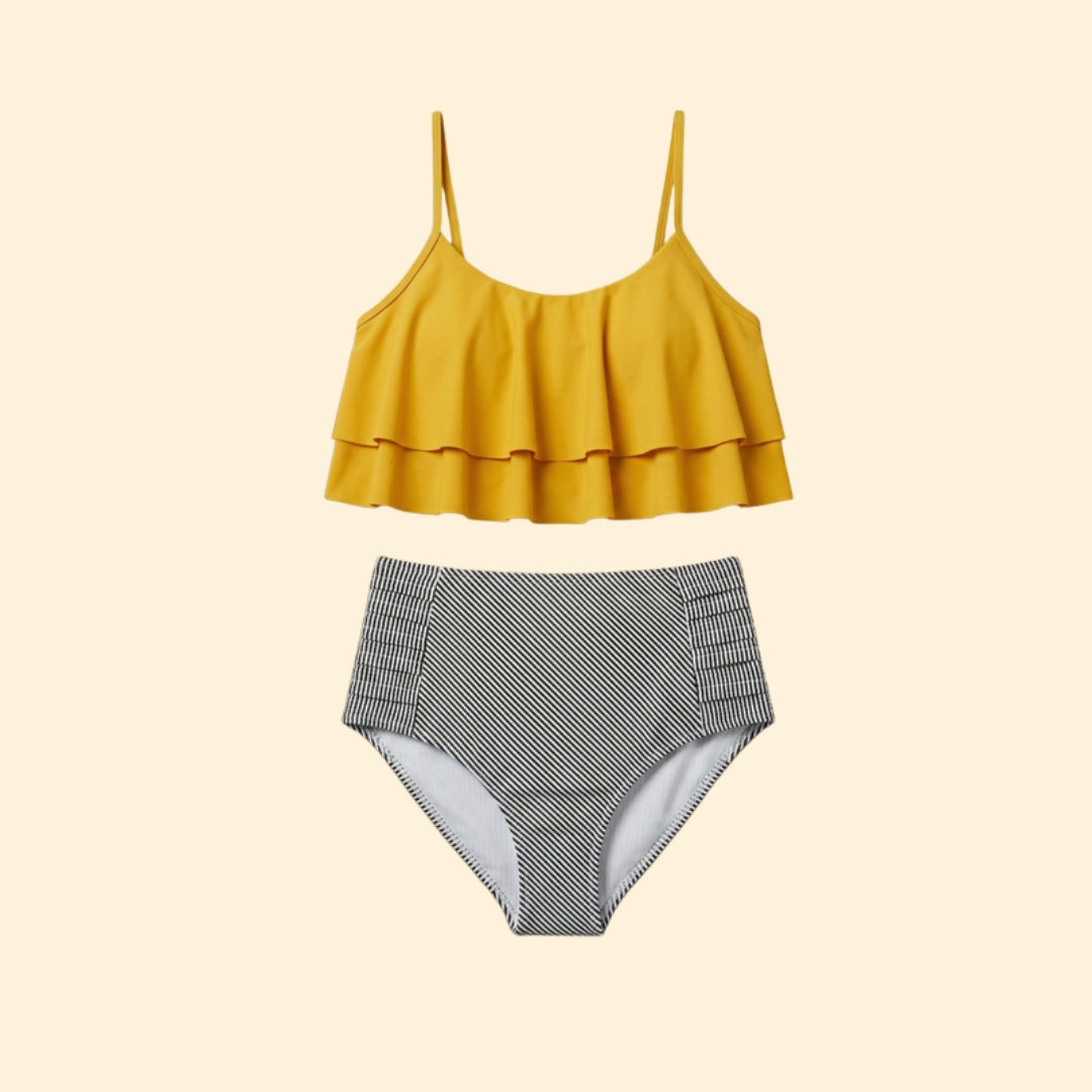 Women’s High-Waisted Bikini Set with Ruching