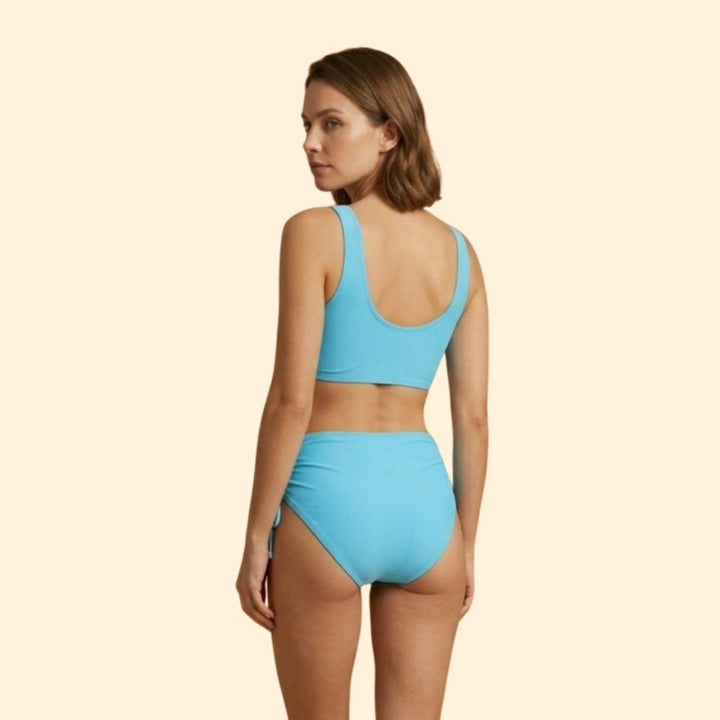 Women’s High-Waisted Bikini Set with Side Drawstrings