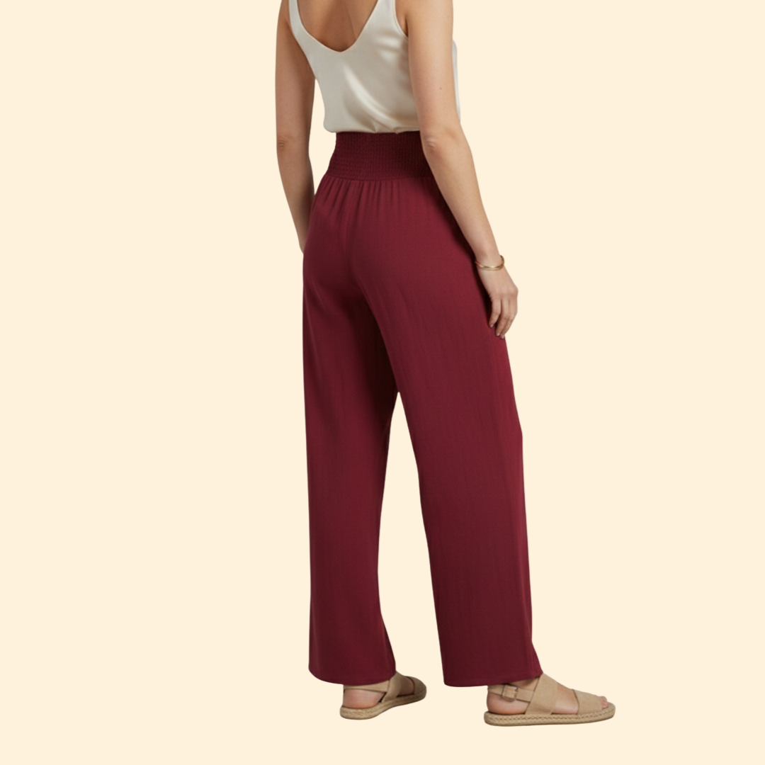Women’s High-Waisted Pants with Front Button Detail
