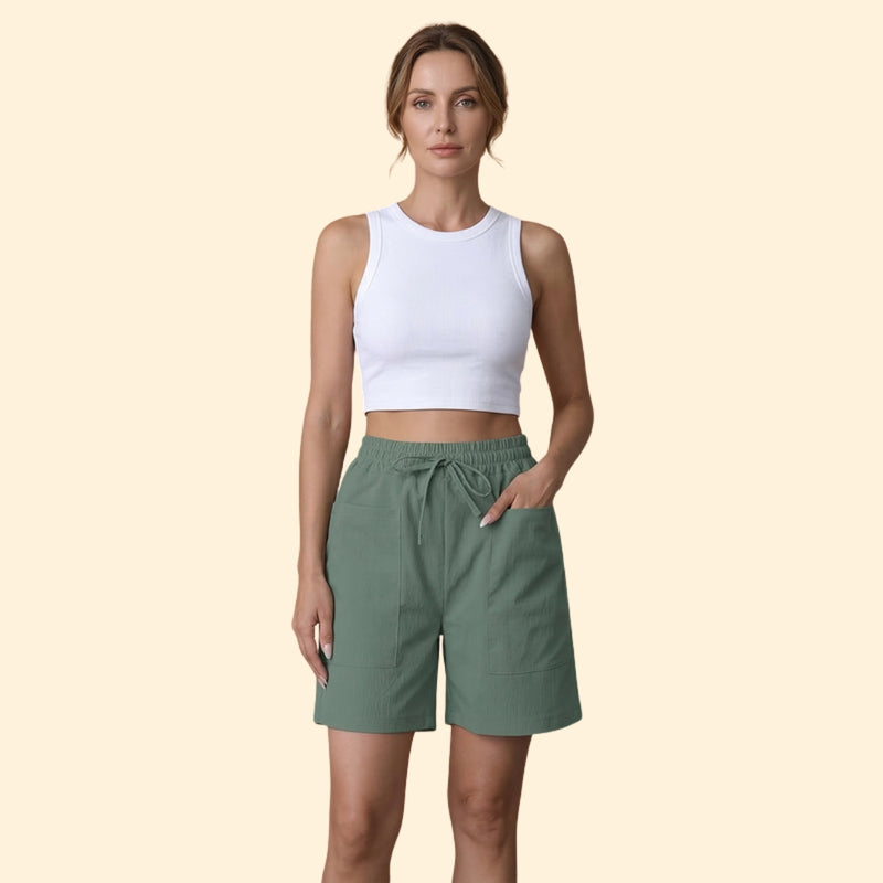 Women's High-Waisted Shorts with Side Pockets