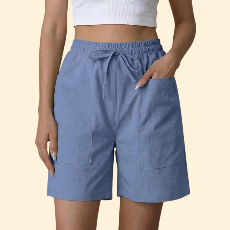 Women's High-Waisted Shorts with Side Pockets