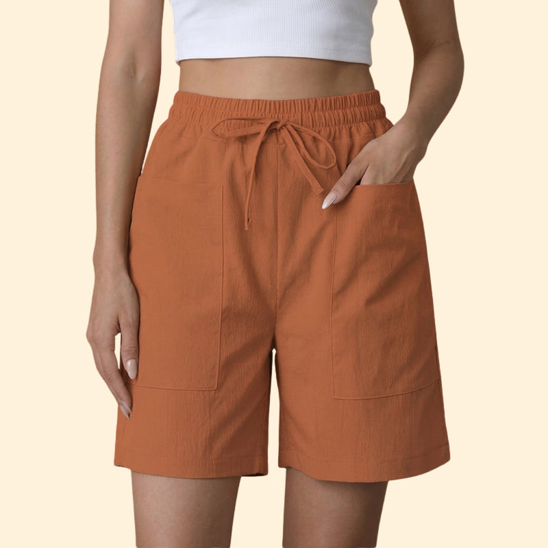 Women's High-Waisted Shorts with Side Pockets