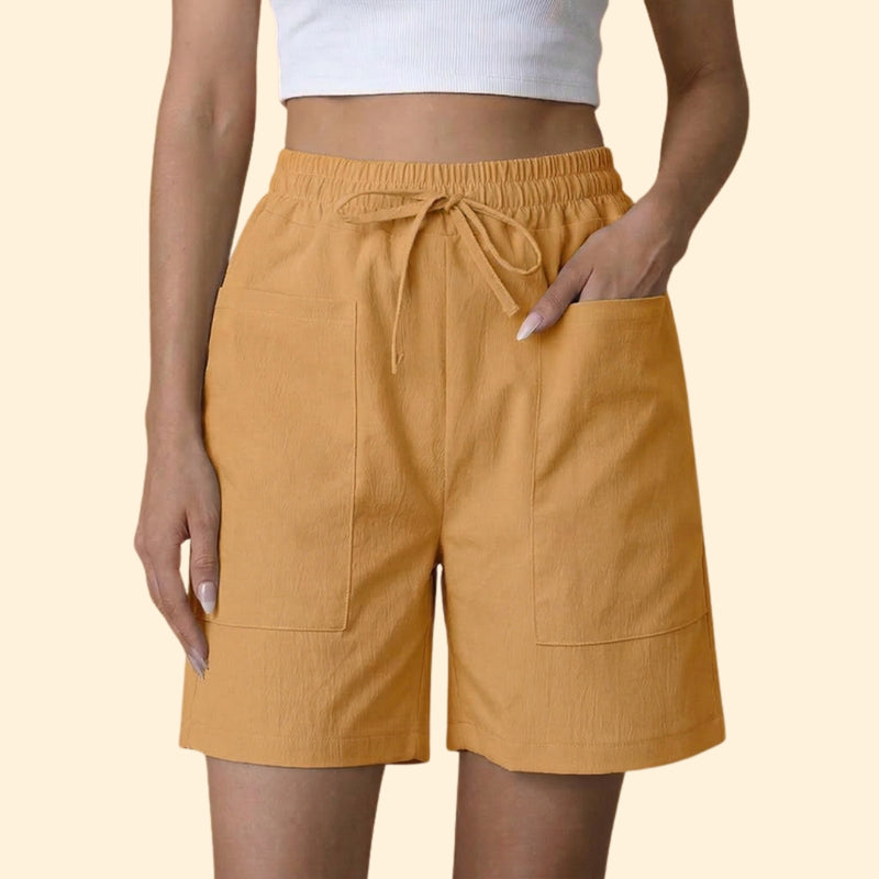 Women's High-Waisted Shorts with Side Pockets