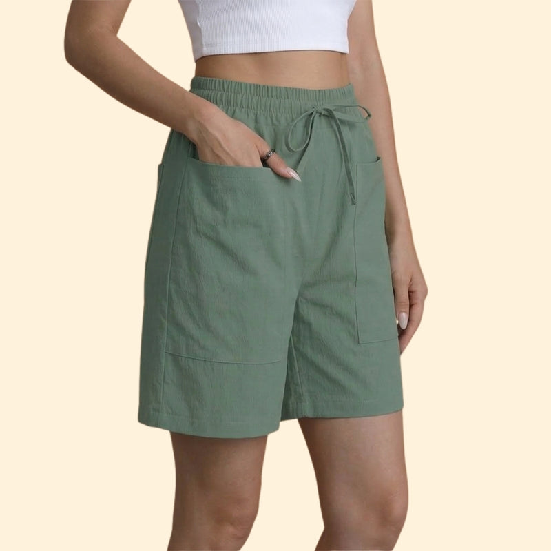 Women's High-Waisted Shorts with Side Pockets