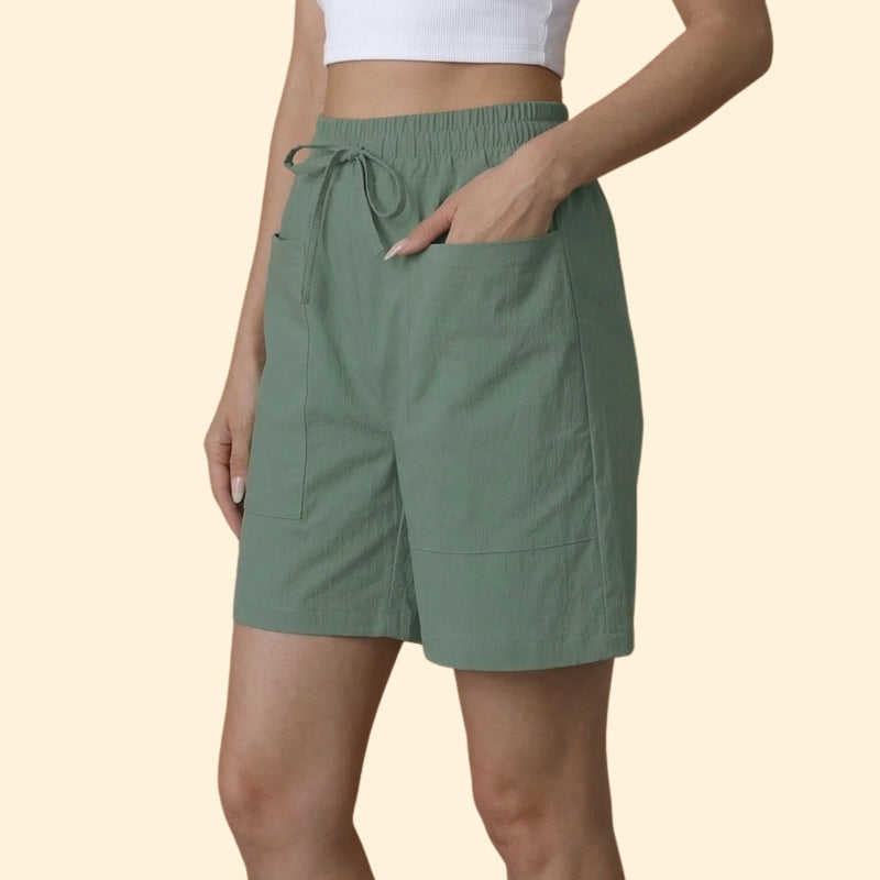 Women's High-Waisted Shorts with Side Pockets