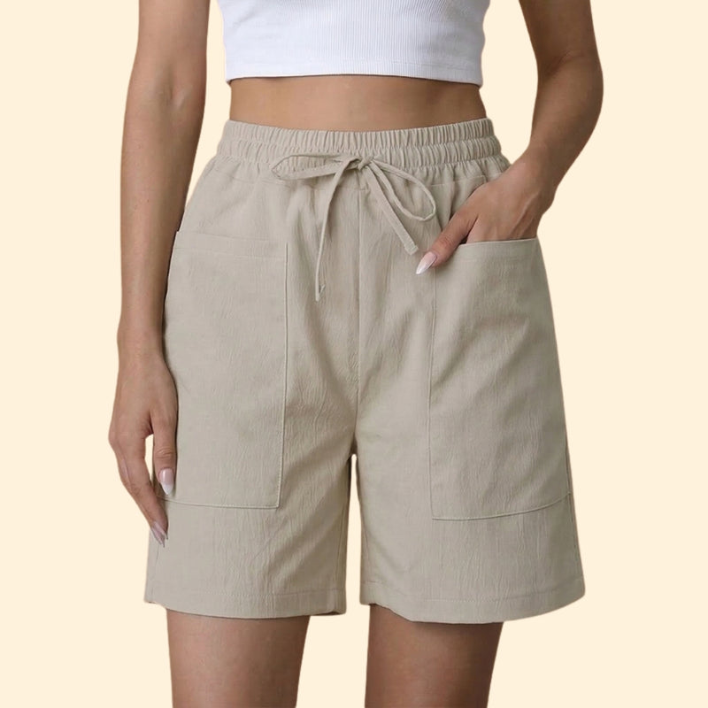 Women's High-Waisted Shorts with Side Pockets