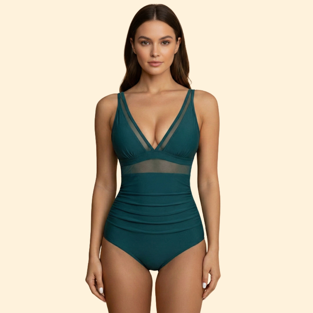 Women's High-Waisted Swimsuit with Mesh Design