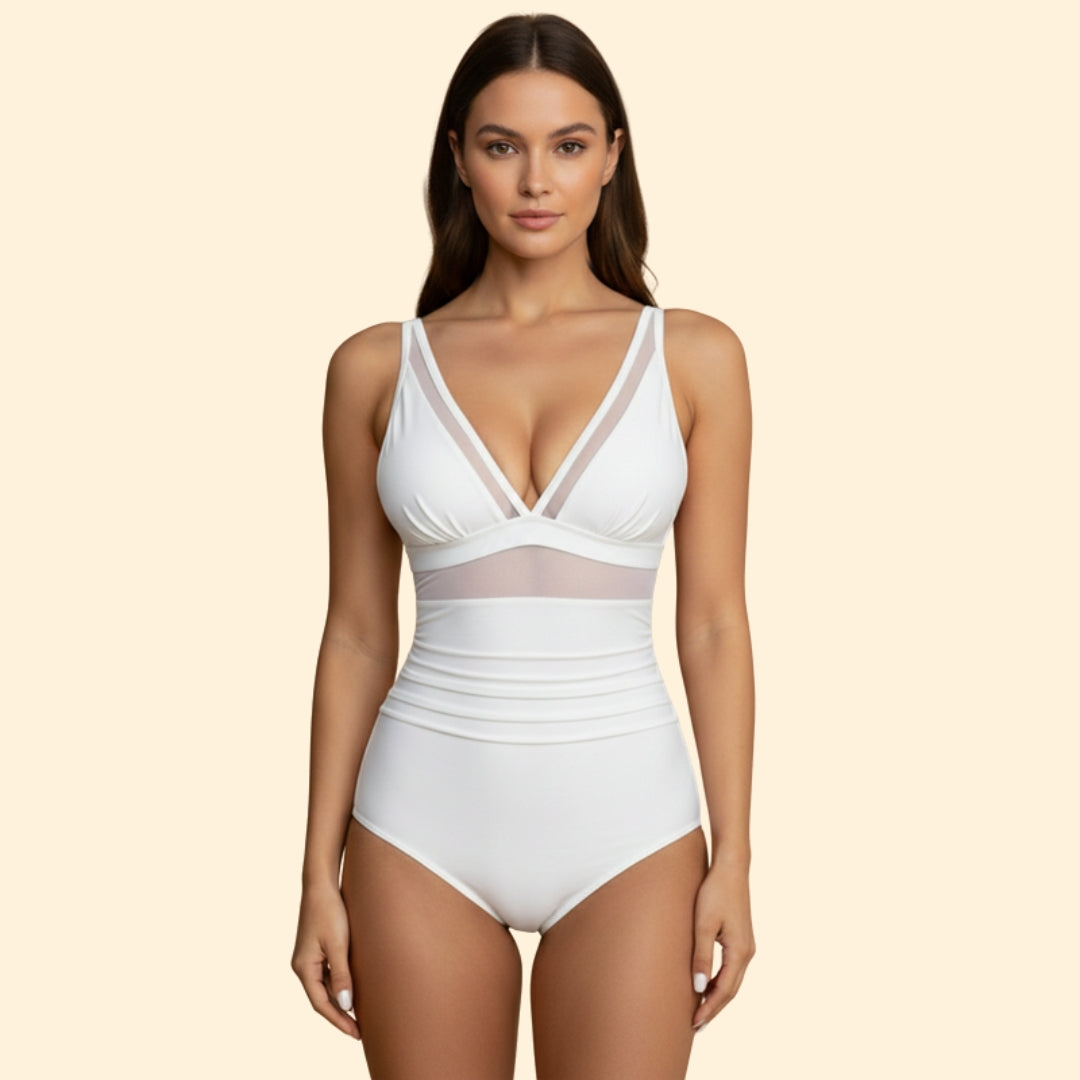 Women's High-Waisted Swimsuit with Mesh Design