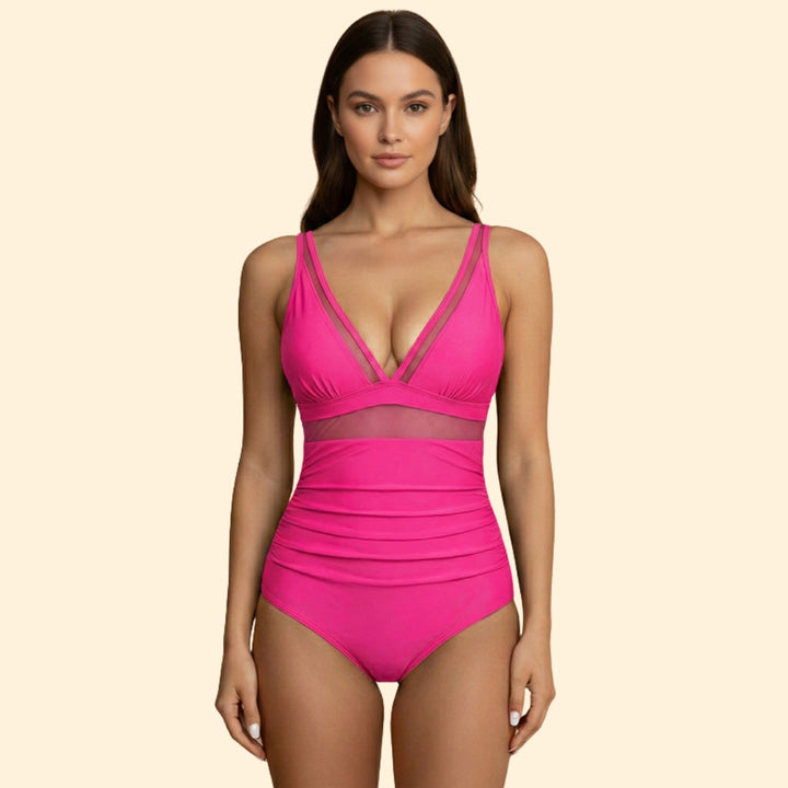 Women's High-Waisted Swimsuit with Mesh Design