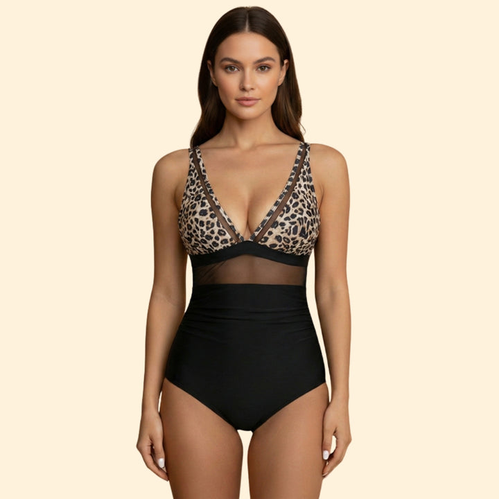 Women's High-Waisted Swimsuit with Mesh Design