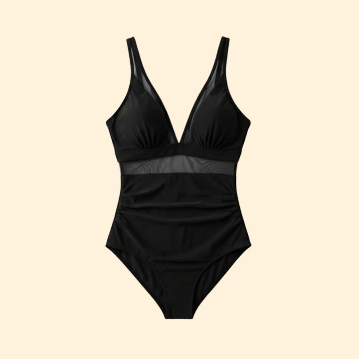 Women's High-Waisted Swimsuit with Mesh Design
