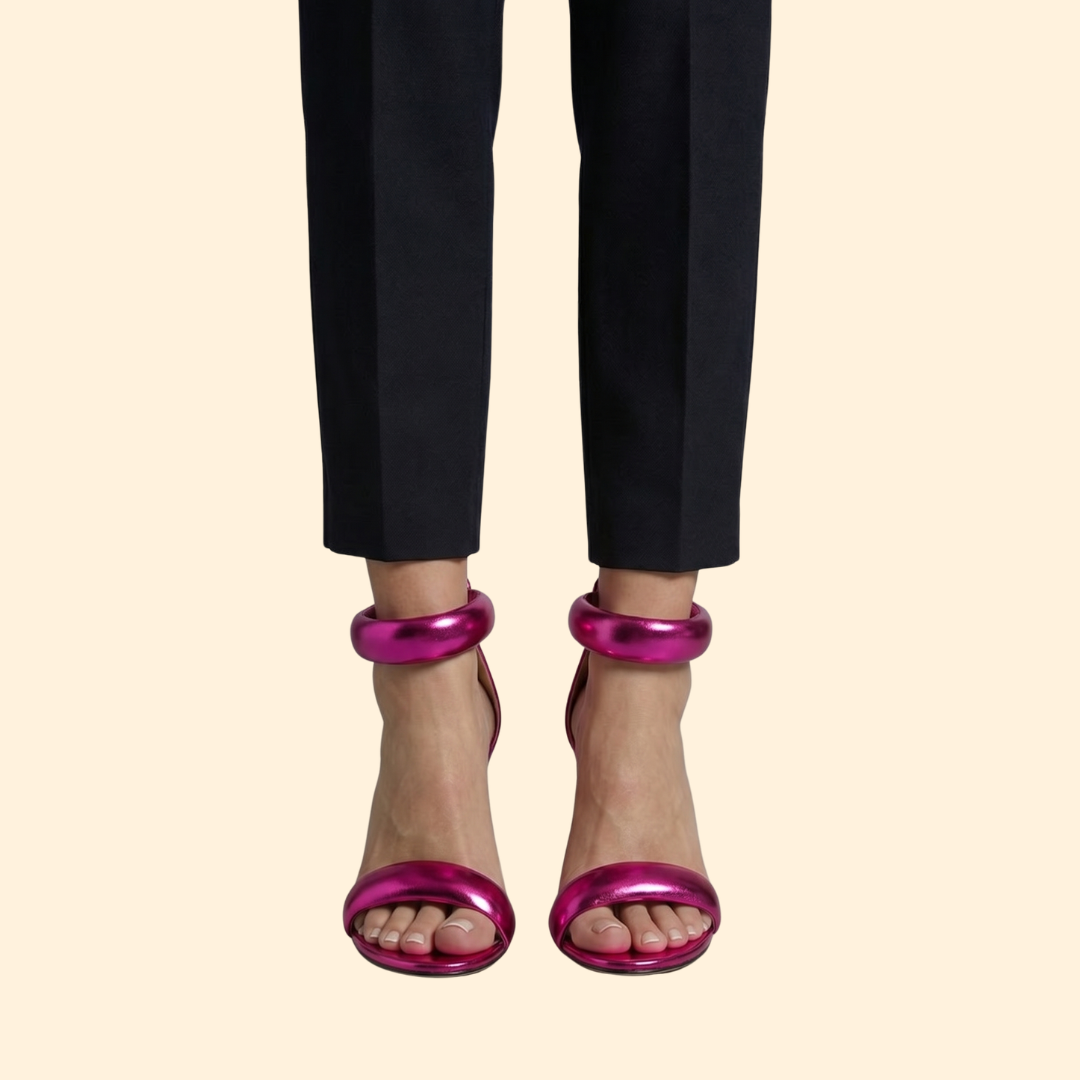 Women’s High Heels with Metallic Finished Straps