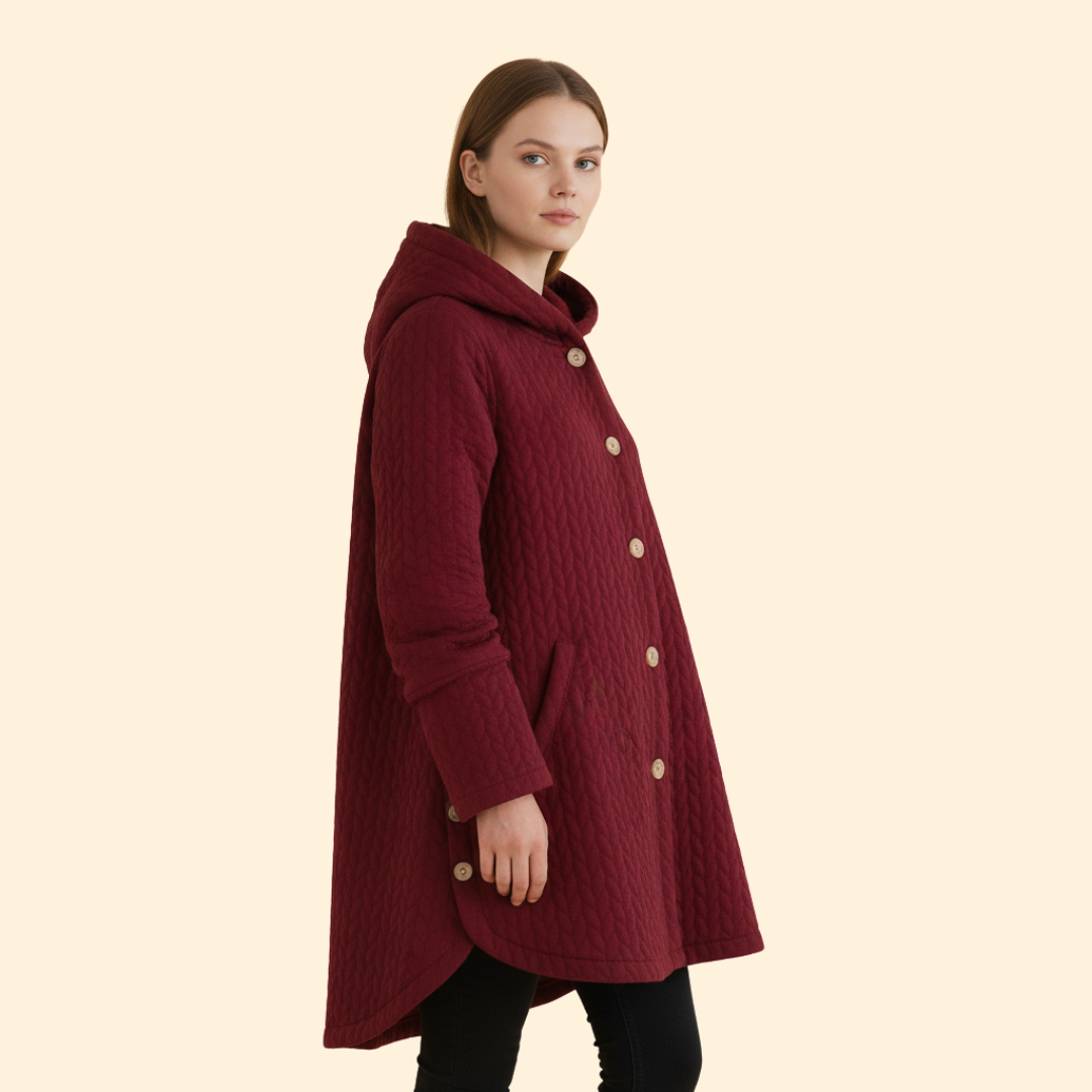 Women’s Button Front Coat with Hood