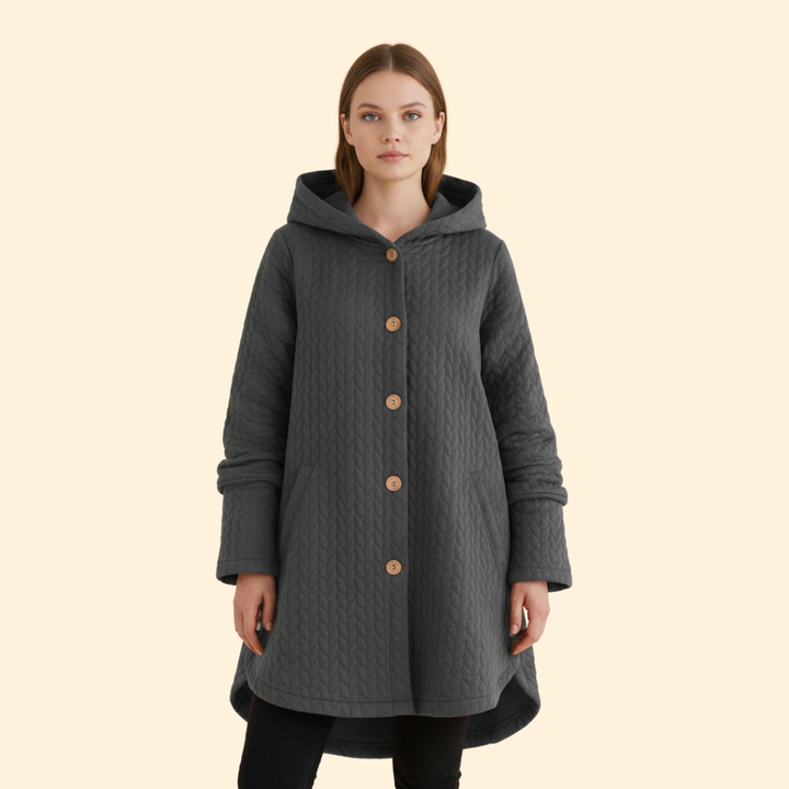 Women’s Button Front Coat with Hood