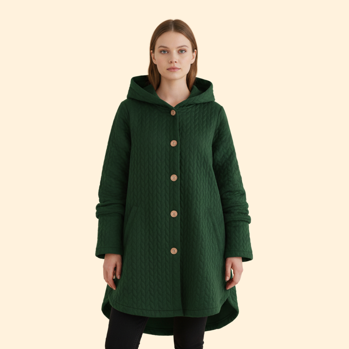 Women’s Button Front Coat with Hood