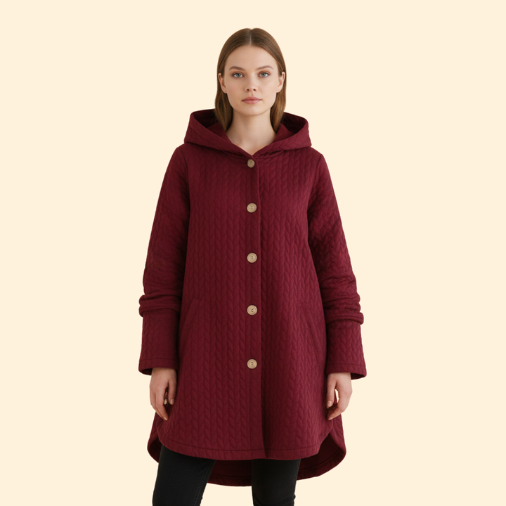 Women’s Button Front Coat with Hood