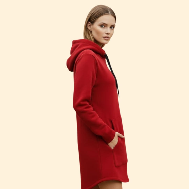 Women's Hooded Dress with Kangaroo Pocket