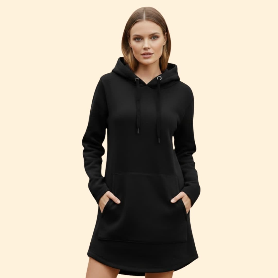 Women's Hooded Dress with Kangaroo Pocket