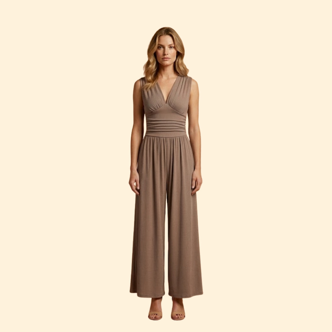 Women's Jumpsuit with Deep V-Neckline