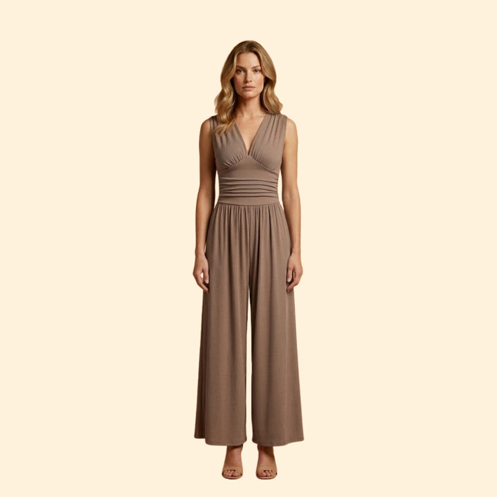 Women's Jumpsuit with Deep V-Neckline