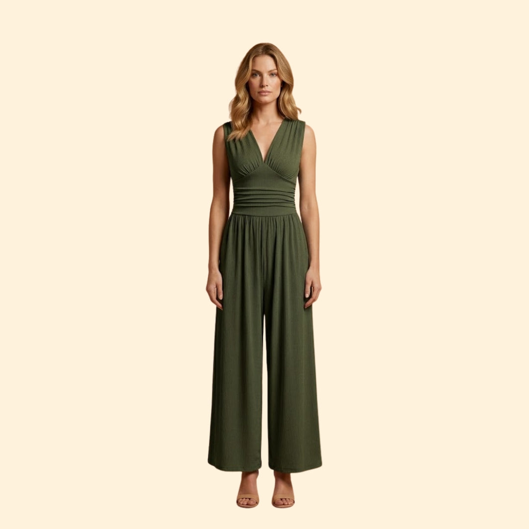 Women's Jumpsuit with Deep V-Neckline