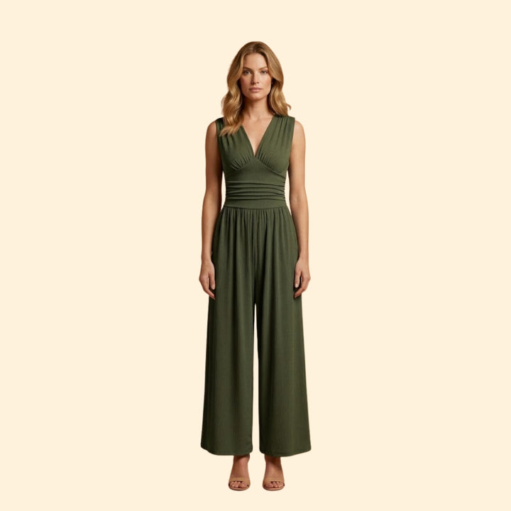 Women's Jumpsuit with Deep V-Neckline