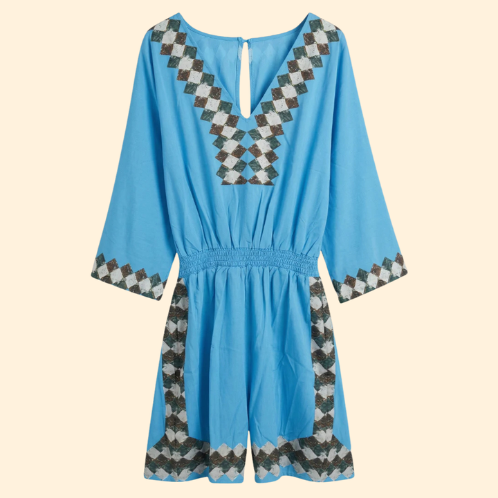 Women's Jumpsuit with V Neckline with Wide Legs