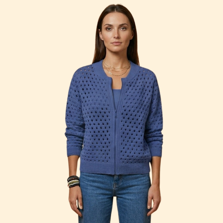 Women’s Knit Cardigan with Hollow-Out Texture