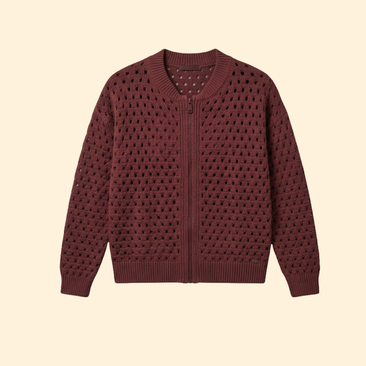 Women’s Knit Cardigan with Hollow-Out Texture