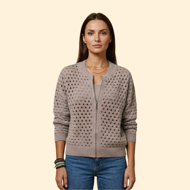 Women’s Knit Cardigan with Hollow-Out Texture