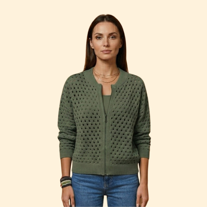 Women’s Knit Cardigan with Hollow-Out Texture