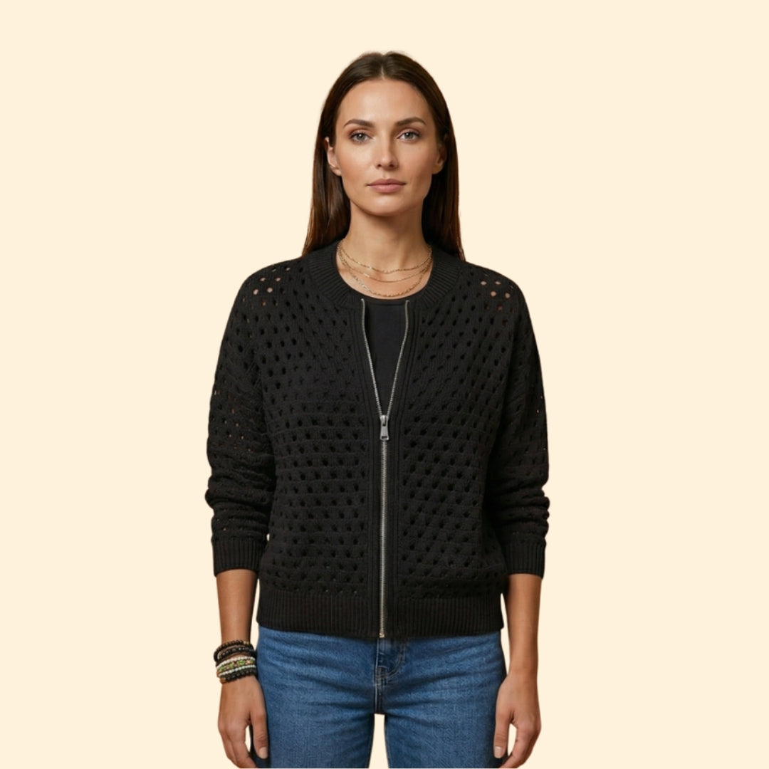 Women’s Knit Cardigan with Hollow-Out Texture