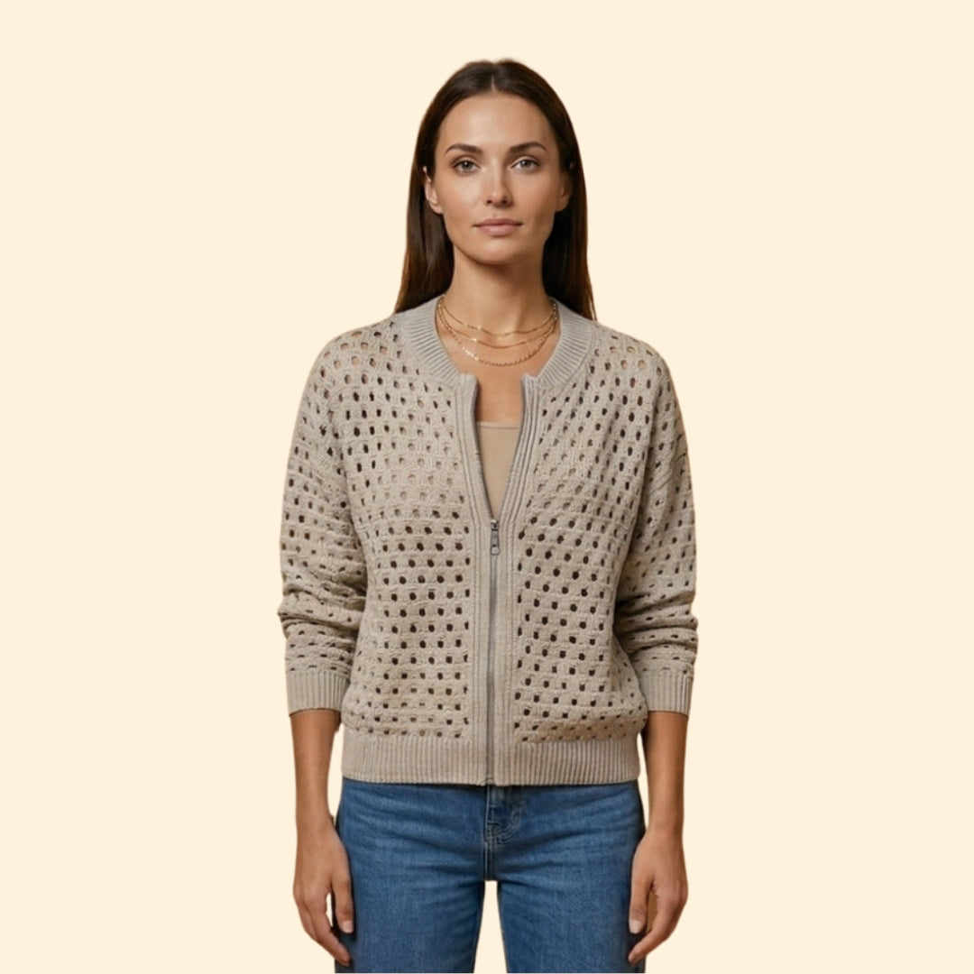 Women’s Knit Cardigan with Hollow-Out Texture