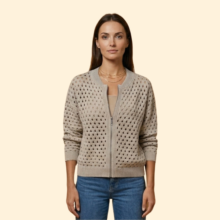 Women’s Knit Cardigan with Hollow-Out Texture