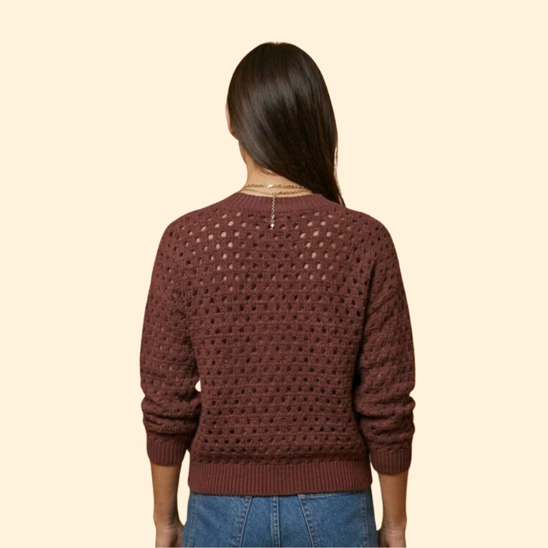 Women’s Knit Cardigan with Hollow-Out Texture