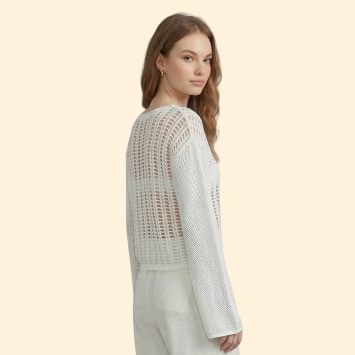 Women’s Knit Cover Up Dress Top with Crochet Design