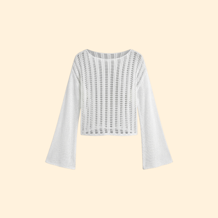 Women’s Knit Cover Up Dress Top with Crochet Design