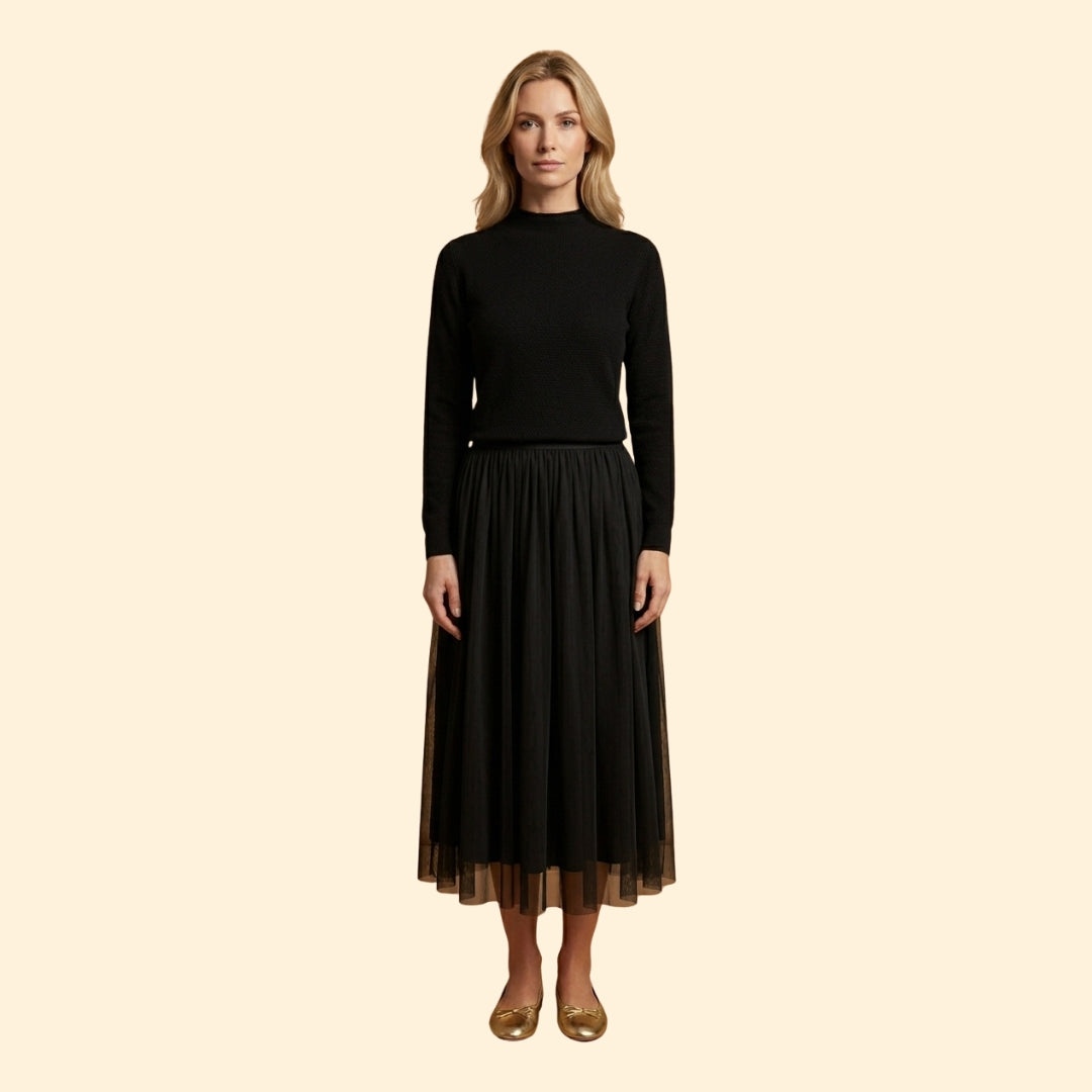 Women's Knit Dress with Layered Pleated Skirt