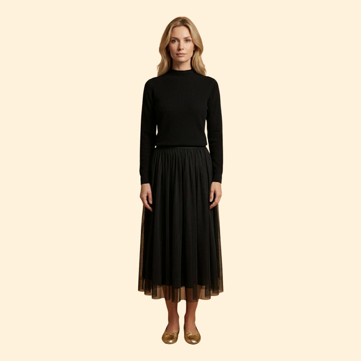 Women's Knit Dress with Layered Pleated Skirt