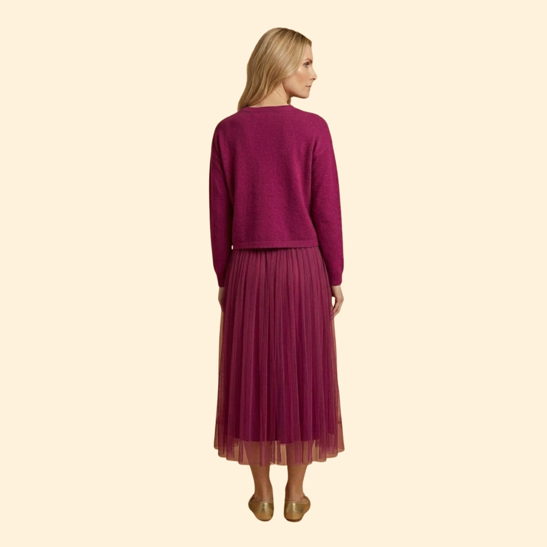 Women's Knit Dress with Layered Pleated Skirt
