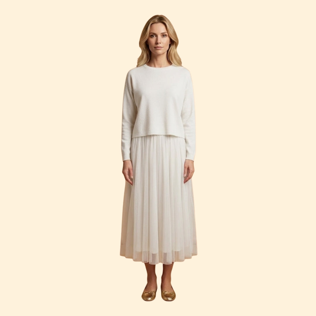 Women's Knit Dress with Layered Pleated Skirt