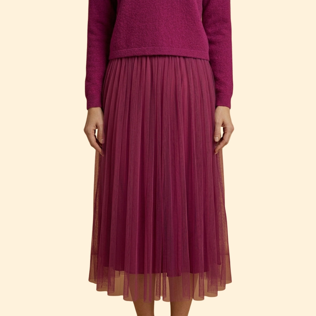 Women's Knit Dress with Layered Pleated Skirt