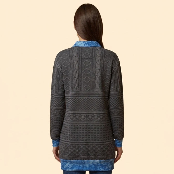 Women’s Knit Sweatshirt with Denim Print Collar