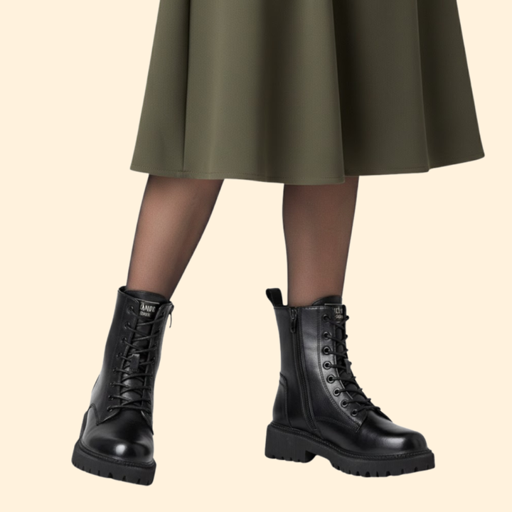 Women’s Lace-Up Boots with Side Zipper