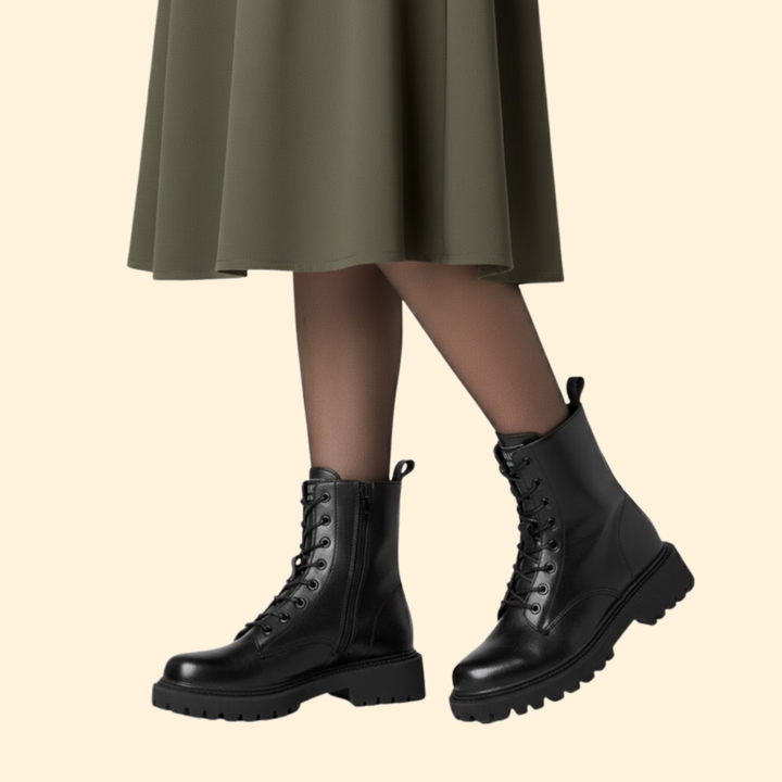 Women’s Lace-Up Boots with Side Zipper